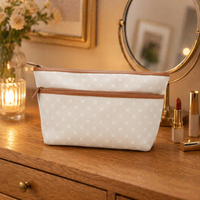 Pochette de maquillage portable en cuir PU à motif floral, organiseur de cosmétiques, trousse de maquillage zippée, trousse de toilette de voyage