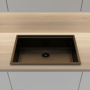 Évier de cuisine à cuve unique à encastrer sous plan, 33x19x10 pouces, en acier inoxydable noir canon de fusil, design rectangulaire contemporain - Product Image 2