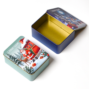 Contenedor de metal de lata de Navidad <span class=keywords><strong>rectangular</strong></span> personalizable con tapa de diseño de lujo clásico para embalaje de calcetines durante la temporada de vacaciones - Product Image 1