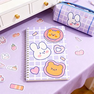 Custom Logo A5 Kawaii <b>Cute</b> Hardback Spiral Binding PP Cover <b>Notebooks</b> with 70 Sheets Diaries Office Supplies - Product Image 3