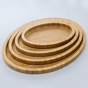 Bamboo Oval <b>Tray</b> 30x20x2.5 Cm For Hotel <b>Tea</b> Coffee Serving - Product Image 2
