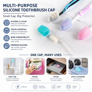 Protège-brosse à dents en silicone de qualité alimentaire, anti-poussière, avec trous de ventilation, réutilisable, sans BPA, pour voyage - Product Image 3