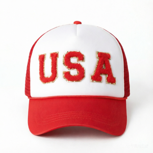 Gorras Trucker USA con Visera Curva, 5 Paneles, Letras Personalizadas, Parche, Gorras de Béisbol para Exteriores, Cierre Snapback, Hechas en Vietnam - Product Image 1