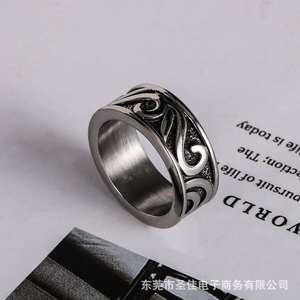 Retro Minimalist Men's Titanium Steel <b>Ring</b> Sunflower Pattern Trendy Unique Single <b>Ring</b> SA755 - Product Image 4