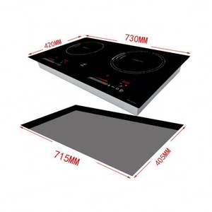 Table de cuisson à induction encastrable 2025 avec boîtier métallique, 5000W, en verre noir, double brûleur - Product Image 6