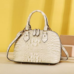 Sac bandoulière femme forme coquille motif crocodile os de poisson fermeture éclair poche cachée style luxe léger - Product Image 2