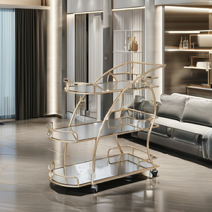 รถเข็นบาร์ทองคำหรูหราใหม่ปี 2025 ขายดี เฟอร์นิเจอร์โรงแรมพร้อมล้อ 4 ล้อ รถเข็นพับได้สำหรับงานปาร์ตี้ ตกแต่งงานแต่งงานในห้างสรรพสินค้า - Product Image 3