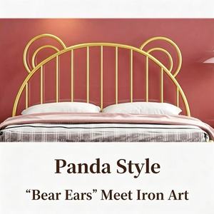 Lit d'enfant en métal avec une tête de lit de 1,2 mètre de large, au design de dessin animé, respectueux de l'environnement, pour chambre d'enfant. - Product Image 4