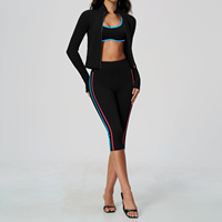 Ensemble de vêtements de sport pour femmes, préféré des clientes, trois pièces, veste à col montant avec fermeture éclair, pour les exercices sportifs quotidiens et les activités de plein air