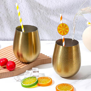 Cangkir anggur emas tahan pecah, Mug bentuk telur di dinding tunggal, kacamata anggur tanpa batang baja tahan karat 500ml 17oz untuk Bar luar ruangan - Product Image 5