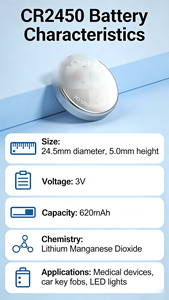 Pilas de Botón CR2450 CR2430 de 3V <span class=keywords><strong>para</strong></span> Llaves de Coche, Control Remoto, <span class=keywords><strong>para</strong></span> SONY - Product Image 3