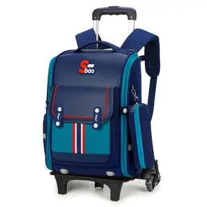 Sac à dos de chariot d'étudiant d'école primaire pour la nouvelle valise de chariot pour enfants d'escalade imperméable à six roues