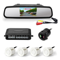 Rétroviseur LCD TFT 4.3 pouces pour voitures, système d'aide au stationnement arrière, avec 4 capteurs de stationnement détection de Distance