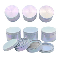 Broyeur à herbes en alliage de zinc à 4 couches, dégradé arc-en-ciel, broyeur à épices portable en métal, broyeur à herbes irisé pour accessoires de fumage