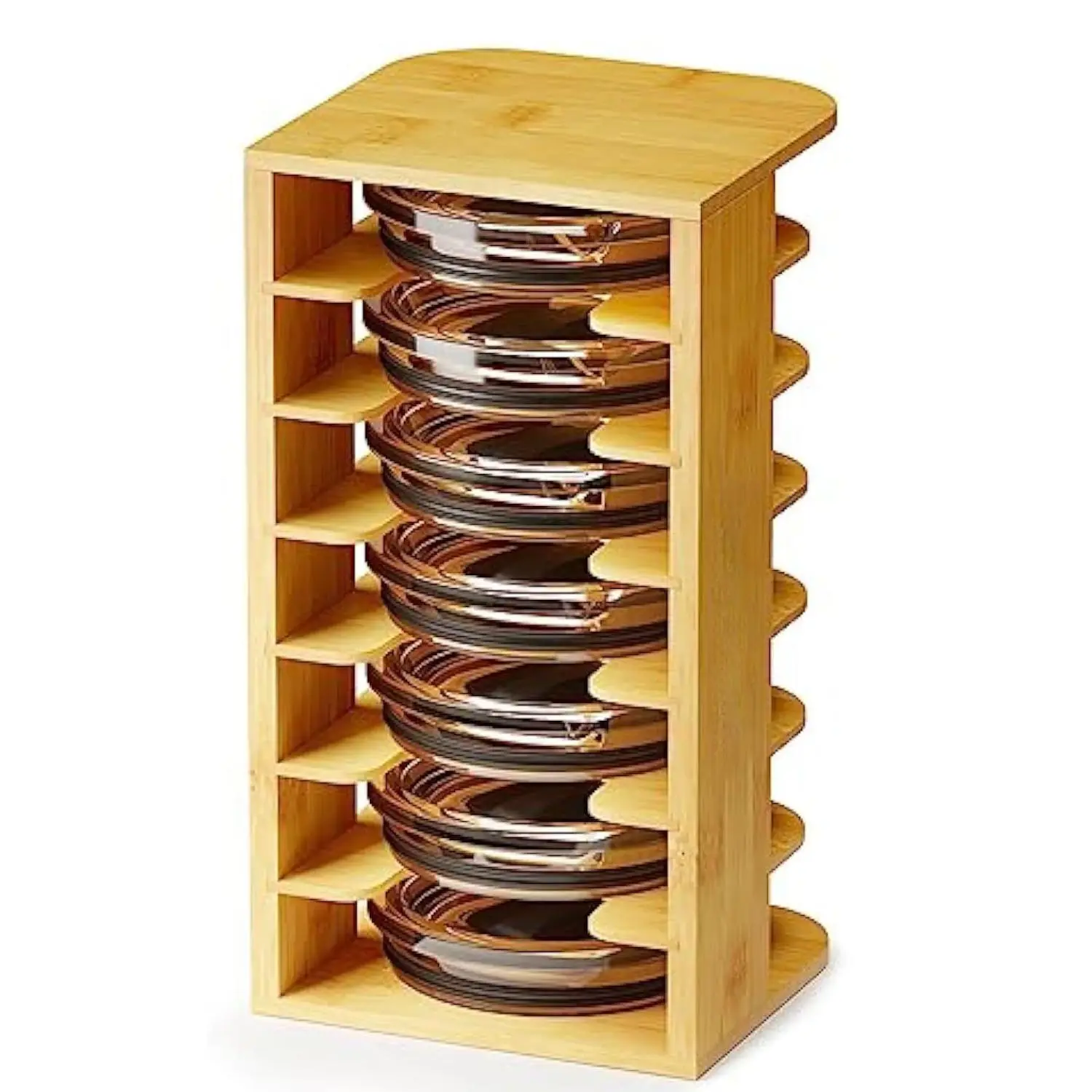 DS3550 Kitchen Cabinet Tumbler Lid Storage Rack Water bottle lid Organizer with Adjustable Divider Bamboo Tumbler Lid Organizer