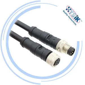 High-Flex Cabo A B D Código M8 2pin 3pin 4pin 5pin 6pin Soquete para Cabo 24AWG 1M Reto Macho para Conector Fêmea