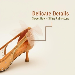 995-12 Tacones Altos Personalizados con Lazo de Malla y Pedrería, Punta Puntiaguda, 5-7 cm, Mercado Estadounidense - Product Image 3