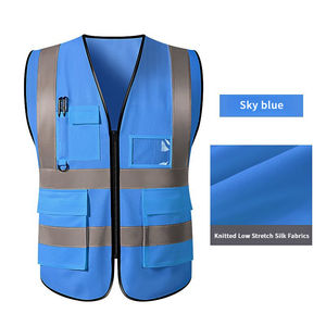 Gilet de sécurité haute visibilité bleu personnalisable, respirant, pour la construction, avec logo personnalisable, vêtements réfléchissants pour le travail - Product Image 3