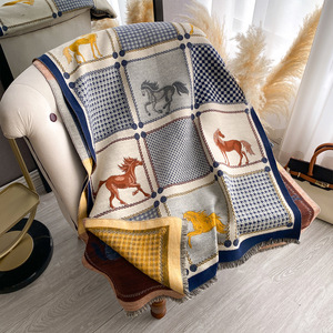 Newest Arrival 2025 Winter Warm Pashmina <strong>Shawls</strong> and Wraps 185*65cm Luxury Designer Animal Pattern Horse Cashmere Scarf Women - Product Image 2