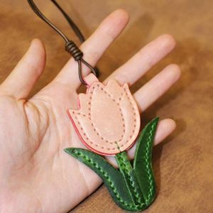Floral Pendant Pu Pink <b>Bag</b> Lotus Leather <b>Charm</b> Gift for Gifts - Product Image 6