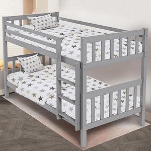 Cama Litera de Madera Maciza, Líneas Limpias, Acabado en Pino Natural, <span class=keywords><strong>para</strong></span> Habitación Infantil Moderna - Product Image 2