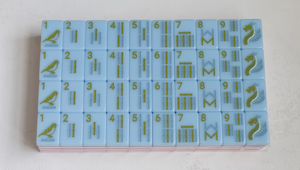 Tuiles de jeu de Mahjong et <span class=keywords><strong>Ludo</strong></span> en acrylique bleues, pliables, portables, modernes, de luxe, pour l'intérieur, toutes saisons, 1 couche, gravées, 160 pièces, pour enfants - Product Image 3