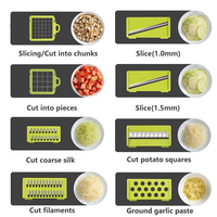Hachoir à légumes promotionnel Gloway, hachoir à oignon, trancheuse à spirale à 8 lames, trancheuse à légumes 14 en 1, hachoir à légumes manuel avec récipient