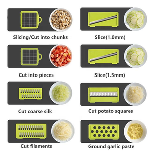 Gloway khuyến mại hành tây Mincer thực phẩm Chopper <span class=keywords><strong>8</strong></span> lưỡi spiralizer rau <span class=keywords><strong>Slicer</strong></span> 14 trong 1 hướng dẫn sử dụng rau Chopper W/container - Product Image 3