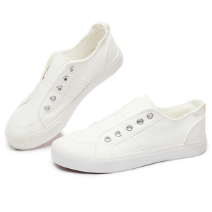 Baskets décontractées pour <span class=keywords><strong>femme</strong></span>, chaussures en <span class=keywords><strong>toile</strong></span> blanches avec lacets, nouvelle collection 2020, vente en gros - Product Image 3