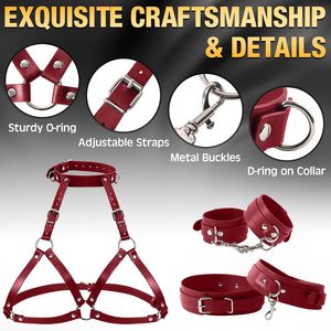 Accesorios de Bondage <span class=keywords><strong>BDSM</strong></span>, Esposas para Muñecas, Correas para Piernas, Correas para Cama, Juguetes Sexuales para Mujeres, Juego SM - Product Image 2
