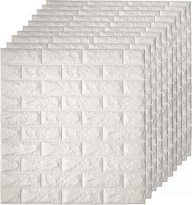 70*77cm pannello di parete in schiuma di mattoni <span class=keywords><strong>bianchi</strong></span> Peel and Stick 3D adesivo da parete per la decorazione della parete interna - Product Image 1