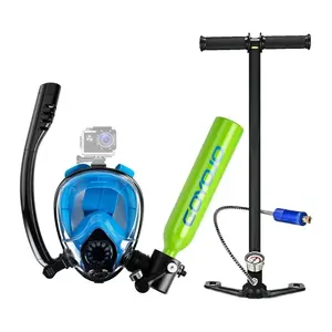 Masker Selam Mini Portabel 0.5L dengan Tabung Oksigen, Sistem Pernapasan Snorkel, Pompa, Tangki Selam Bawah Air Aluminium - Product Image 1