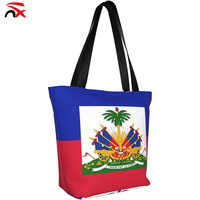 Sac à provisions drapeau personnalisé drapeau Haïti Logo Double face sacs fourre-tout à impression complète pour femmes sacs à bandoulière
