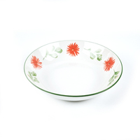 Magnifique service de table en porcelaine 18 pièces à motif floral vert et rouge, design imprimé par tampographie sur céramique