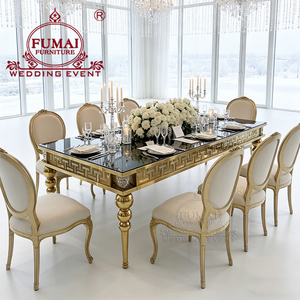 Precio de fábrica, decoración de palíndromo, mesas de boda de acero inoxidable, mesa superior de cristal Rectangular moderna - Product Image 6