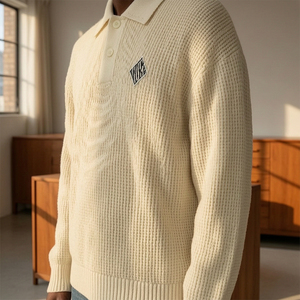 Pull Polo Tricoté Personnalisé pour Homme Style Old Money, Tricot 100% Coton, OEM/ODM, Faible MOQ, Vêtements Décontractés Professionnels - Product Image 5