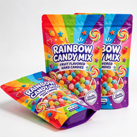 Sachet refermable à fermeture éclair pour bonbons durs aux fruits, avec trou de suspension, imprimé sur mesure, en aluminium, pour emballage de confiseries