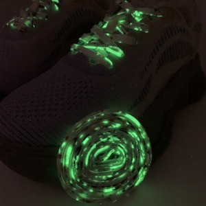 Tali sepatu bercahaya olahraga atletik tali sepatu datar menyala dalam gelap malam warna neon tali sepatu 60/80/100/120/140cm