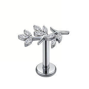 Boucles d'oreilles créatives <span class=keywords><strong>en</strong></span> forme de branche d'arbre pour femme, cadeau de mariage, <span class=keywords><strong>piercing</strong></span> labret <span class=keywords><strong>en</strong></span> titane PVD 18K pour tragus, hélix, daith - Product Image 6