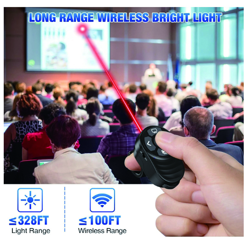 wireless presentation clicker finger ring ppt presenter light pointer rechargeable usb type c