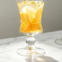 Verre à vin vintage côtelé classique sans plomb 270 ml, style français à rayures verticales, avec base lourde et pied moyen