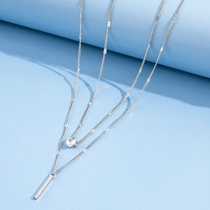 Kalung liontin mewah wanita, perhiasan berlian Eropa Amerika lapisan ganda berbentuk Drop untuk wanita - Product Image 5