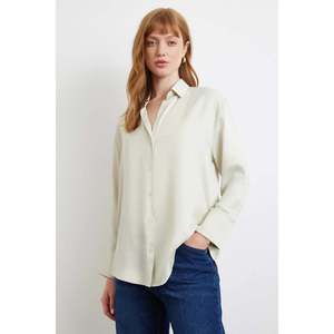 Camisa Minimalista de Satén Viscosa para Mujer, Color Gris, con Botones, Blusa Informal para el Día a Día - Product Image 6