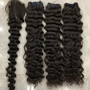 Special sales Christmas natural black deep wave weft raw Vietnamese hair bundles hair extensions factory price
