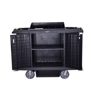 Chariot de nettoyage pour hôtel, de haute qualité, durable, en plastique, design fermé, 4 roues, capacité de 100 kg - Product Image 2