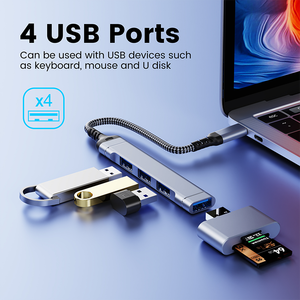 Mini concentrador USB portátil tipo C a USB 3.0, 3 puertos USB 2.0, conmutador para computadora portátil y portátil. - Product Image 3