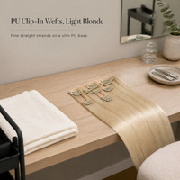 Extensions de cheveux blond clair lisses à clipser avec pinces métalliques fixes pour coiffure de mariée