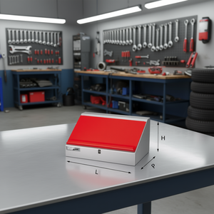 Pieza de Goma Automotriz 5002 S9, Parte Superior Roja, Base Plateada, L H P Dimensiones - Product Image 3