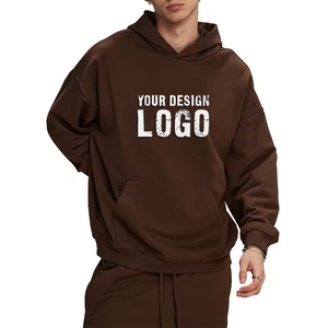 Low MOQ Custom 430g Drop Shoulder Oversized Mens <b>Hoodie</b> Outdoor Casual Heavy Solid Color Loose Plus Size Men's Hoodies - Product Image 1