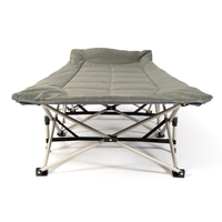 Lit pliant en coton Hitree 2024 pour l'extérieur, mobilier de jardin moderne, lits pliants portables pour le camping avec poche de rangement